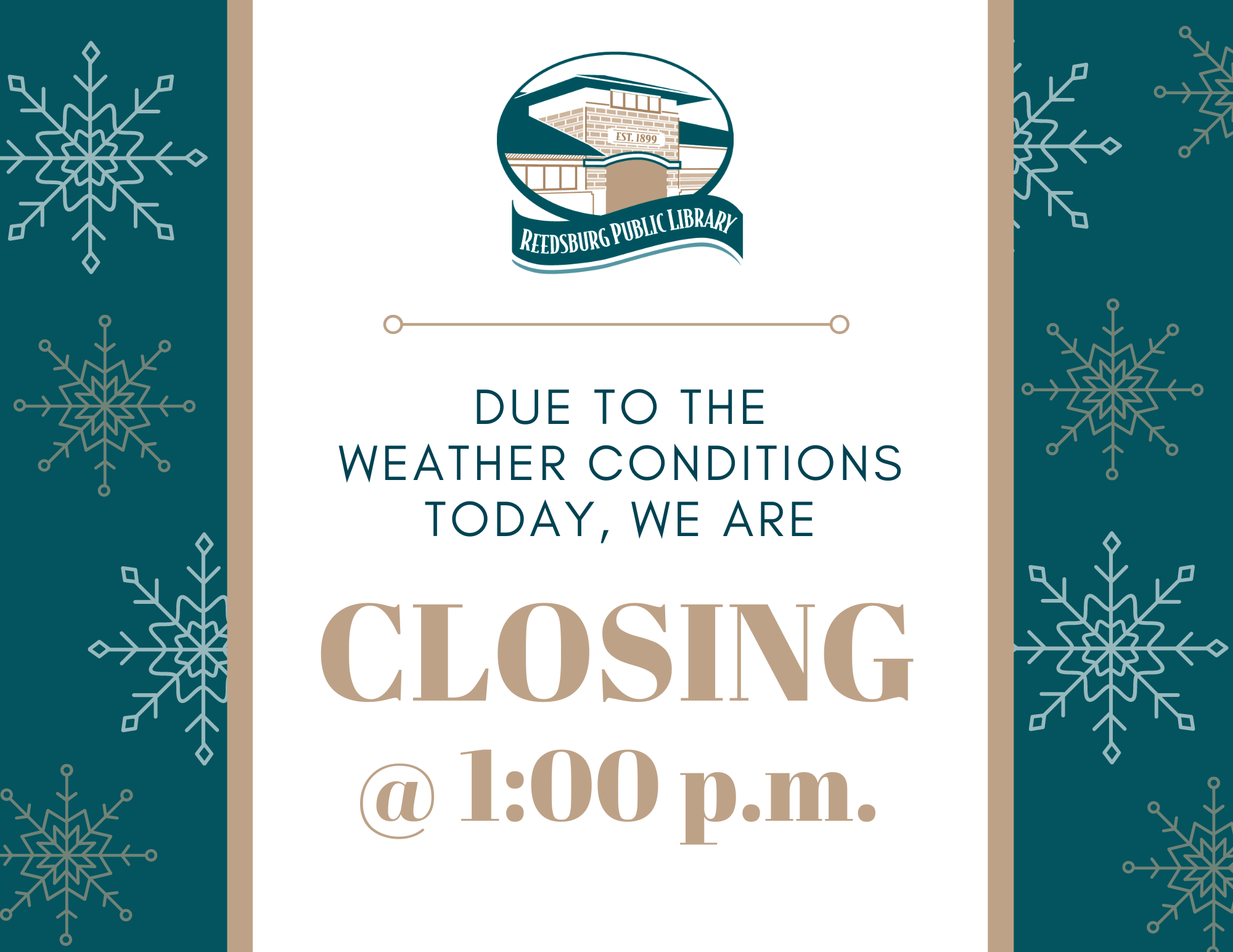 LIBRARY CLOSING @ 1pm | Reedsburg Public Library